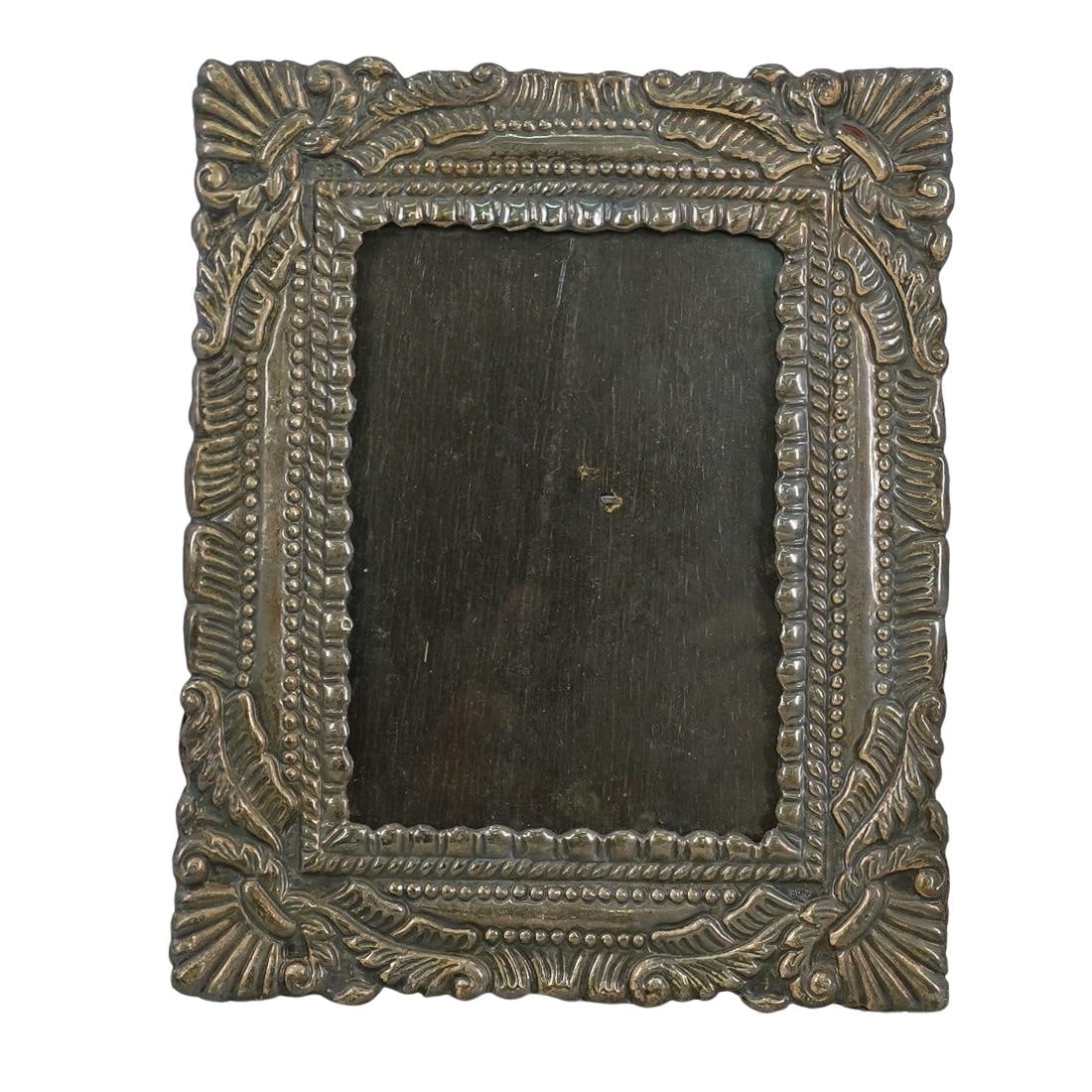950 Silver Ornate Repousse Hand Forged Desk Photo Frame (1 of 4)