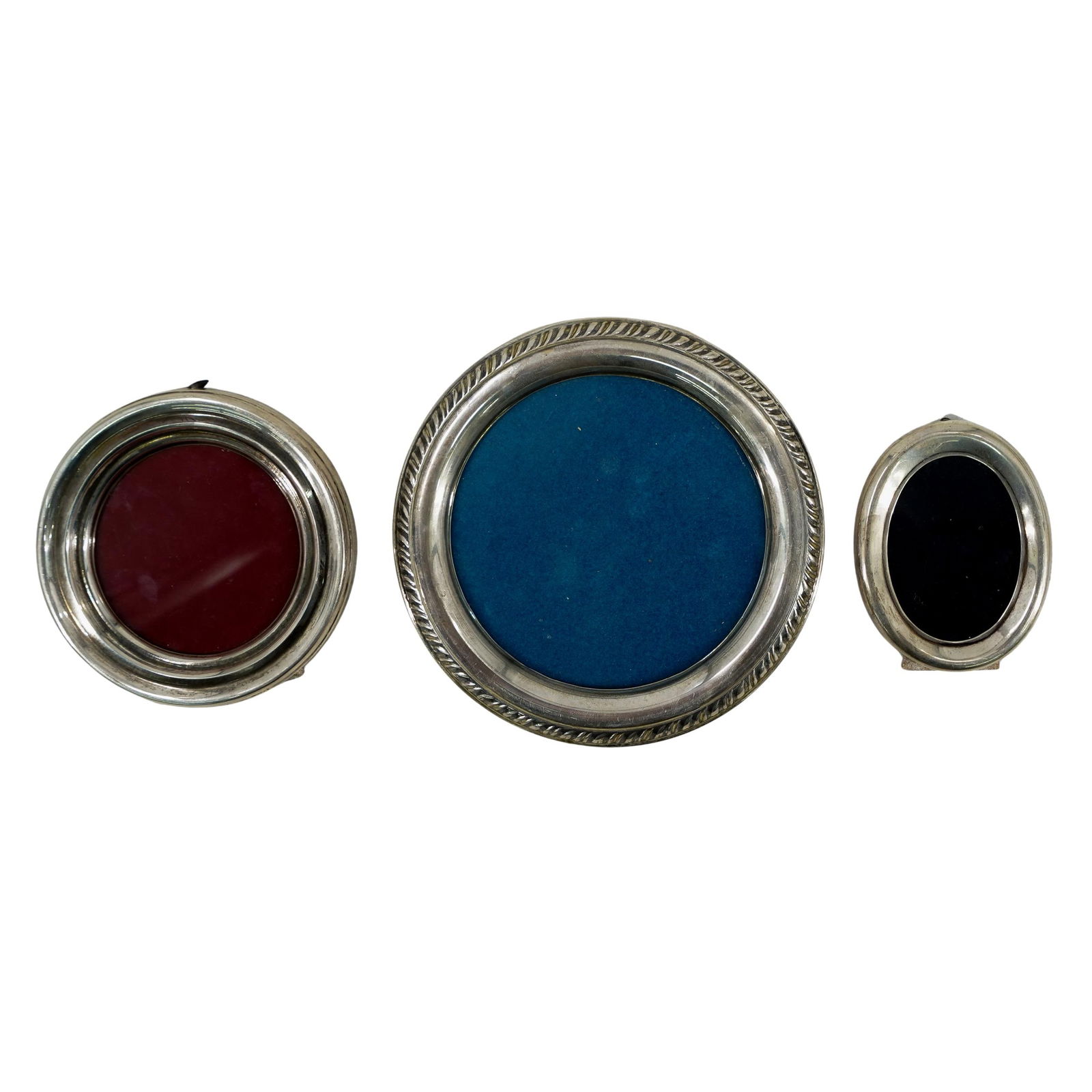 (3 Pc) Vintage 900 Silver Rounded & Oval Photo Frames (1 of 6)