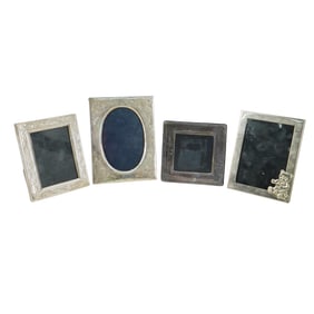 (4 Pc) Silver & Silver Plate Small Photo Frames