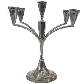 Judaica Hazorfim 800 Silver 5-Lights Candelabra