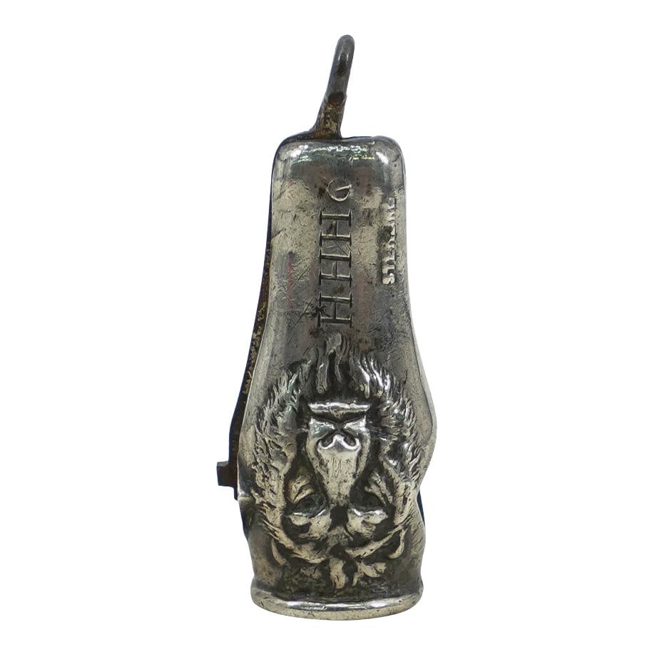 Sterling Silver Cigarette Cutter: DESCRIPTION: Sterling silver cigarette cutter, featuring lion heads in repousse. Hallmarked "Sterling" and engraved "HHH" Total weight: 8.46g CIRCA: 20th Century ORIGIN: Continental DIMENSIONS: H: 1.5