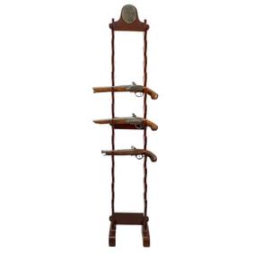 (4 Pc) Wooden Floor Gun Stand with Pistols