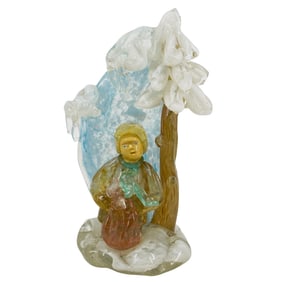 Vintage Murano Glass Boy In Snow Figurine