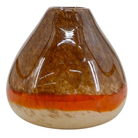 Large Orange & Brown Art Glass Vase