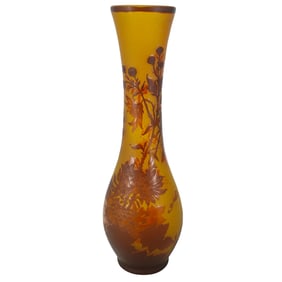 French Art Nouveau After Emile Galle Cameo Art Glass Vase