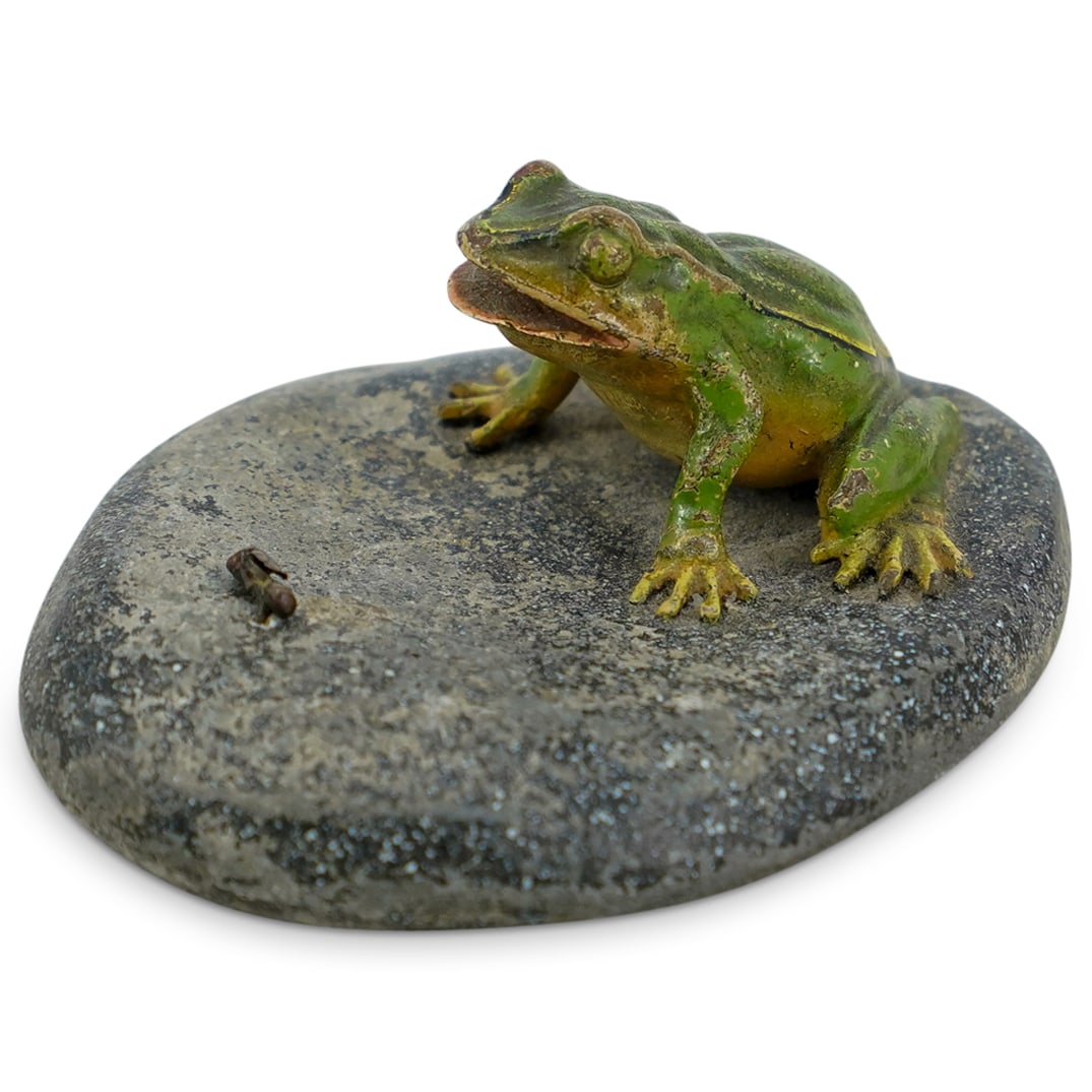 Antique Austrian Cold Painted Bronze Frog With Insect (1 of 6)