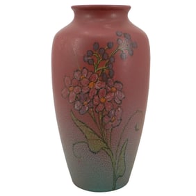 1922 Rookwood Red And Blue Floral Ceramic Vase
