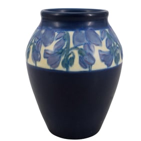1919 Rookwood Indigo Floral Glazed Ceramic Vase