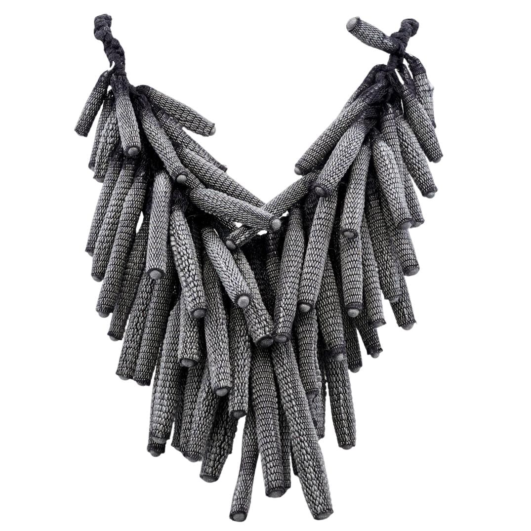 Tzuri Gueta Flotendo Choker Necklace: DESCRIPTION: Tzuri Gueta "Flotendo" choker necklace, hand made with resin and textile. CIRCA: 21st Century ORIGIN: France DIMENSIONS: L: 17.5" CONDITION: Good condition Unless otherwise stated, all in