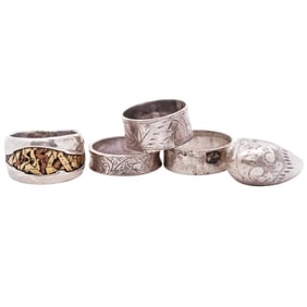 (5 Pc) Sterling Silver Rings