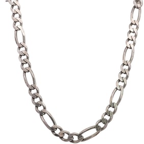 Italian Sterling Silver Figaro Chain Necklace