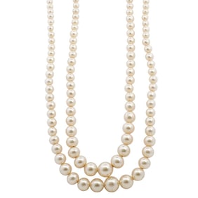 Sterling Silver & Graduated Pearl Beaded Necklace
