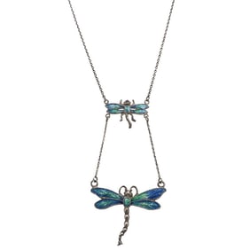 Charles Horner Sterling Silver & Enamel Dragonfly Necklace