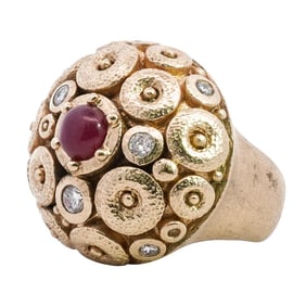 Vintage Costume Gold Dome Ring