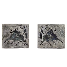 (2 Pc) Mexican Silver Bull Fighter Cufflinks