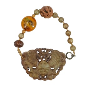 Asian Hard Stone Beaded Pendant