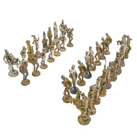 (32 Pc) Yaacov Heller (American/Israeli, B. 1941) Silver Plated Chess Piece Set