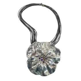 Israeli Sterling Silver Flower Necklace