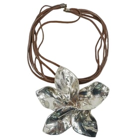 Israeli Sterling Silver Flower Necklace