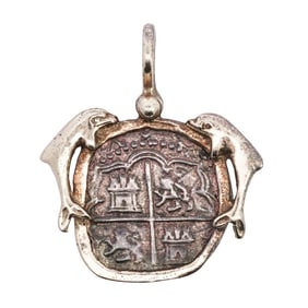 Sterling Silver Atocha Shipwreck Coin Replica In Silver Bezel