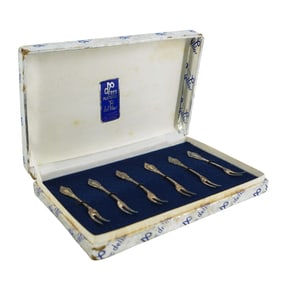 (6 Pc) Sterling Silver Cocktail Appetizer Two-Prongs Forks Set