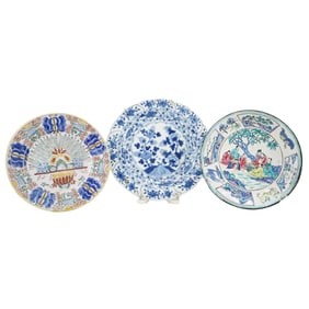 (3 Pc) Antique Chinese And Delft Plates
