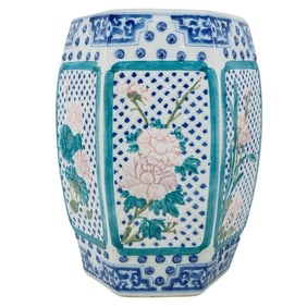 Chinese Glazed Porcelain Hexagonal Garden Stool