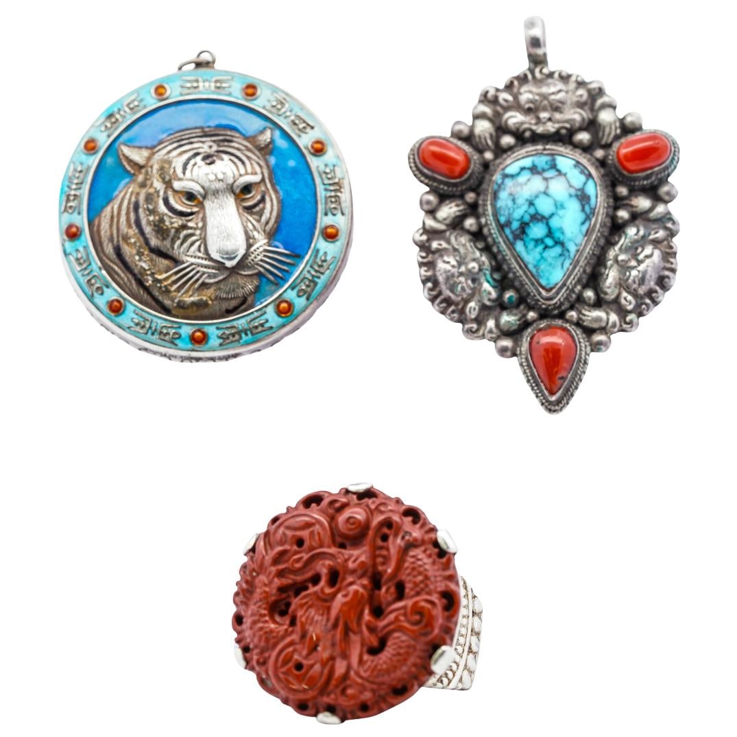 (3 Pc) East Asian Silver Accessories (1 of 6)