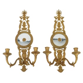 (2 Pc) Bronze Mirrored Sconces