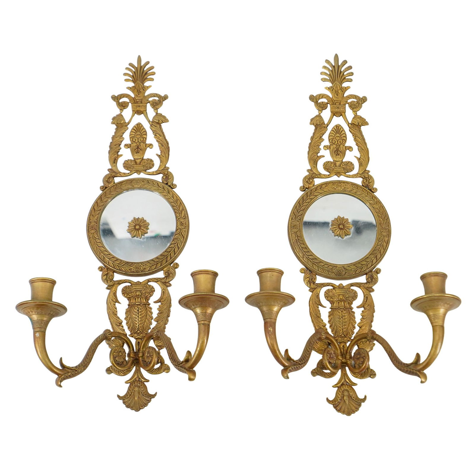 (2 Pc) Bronze Mirrored Sconces (1 of 10)