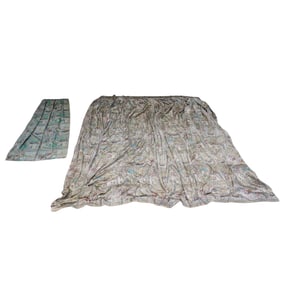 (2 Pc) Persian Themed Printed Silk Curtains Grouping