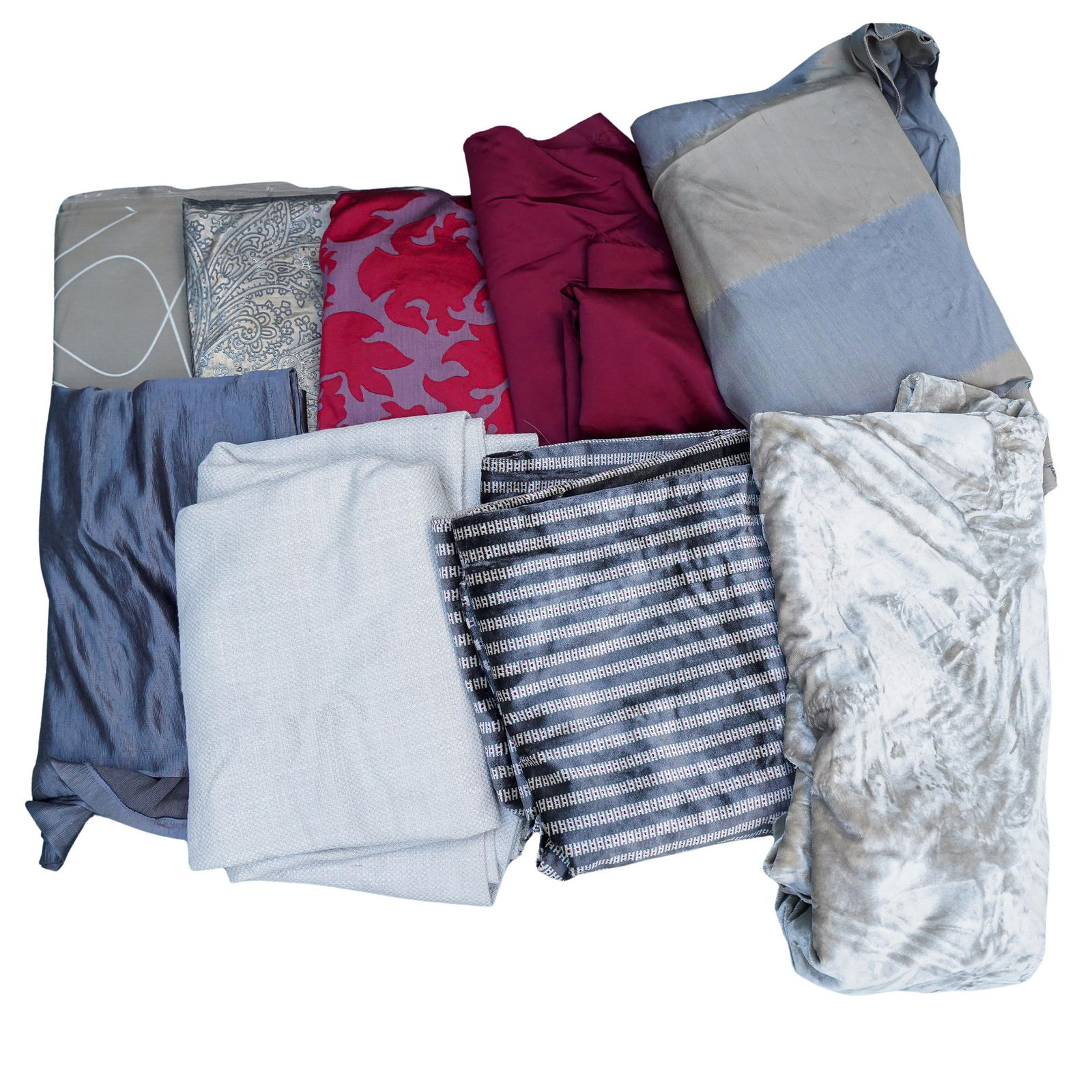 (9 Pc) Textile Varied Designed Fabrics Assorted Grouping (1 of 20)