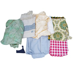(9 Pc) Assorted Textile Tablecloths Grouping