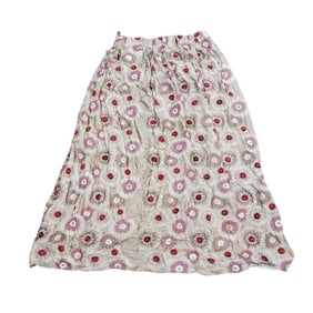 Vintage Taupe Silk Floral Embroidered Large Curtain