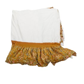 Vintage Ann Gish Embroidered Silk and Cotton Bed Skirt