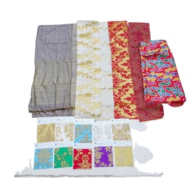 (3 Pc) Assorted Textiles & Fabric Samples Grouping