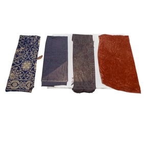 (4 Pc) Textile Varied Vintage Fabrics Grouping