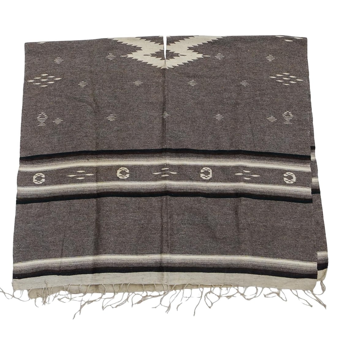 Vintage Mexican Monochrome Woven Wool Poncho (1 of 6)