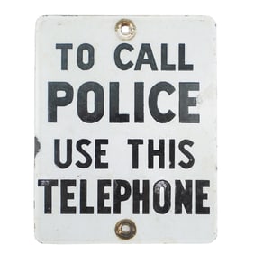 Vintage Police Telephone Call Metal Sign