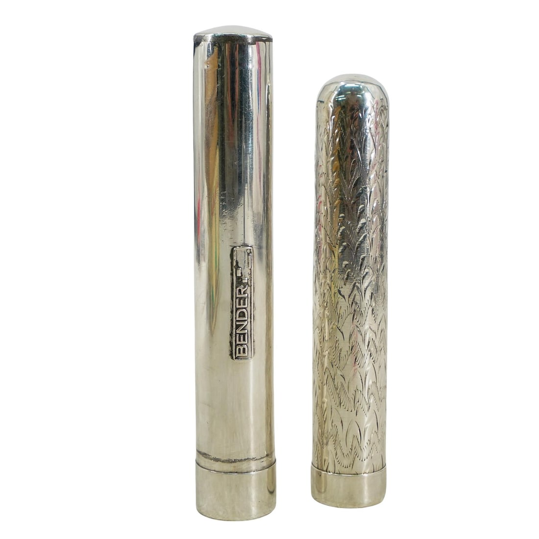 (2 Pc) Silver Tube Cigar Holders (1 of 9)