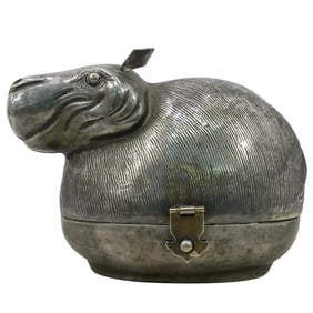 Silver Plated Hippo Trinket Box