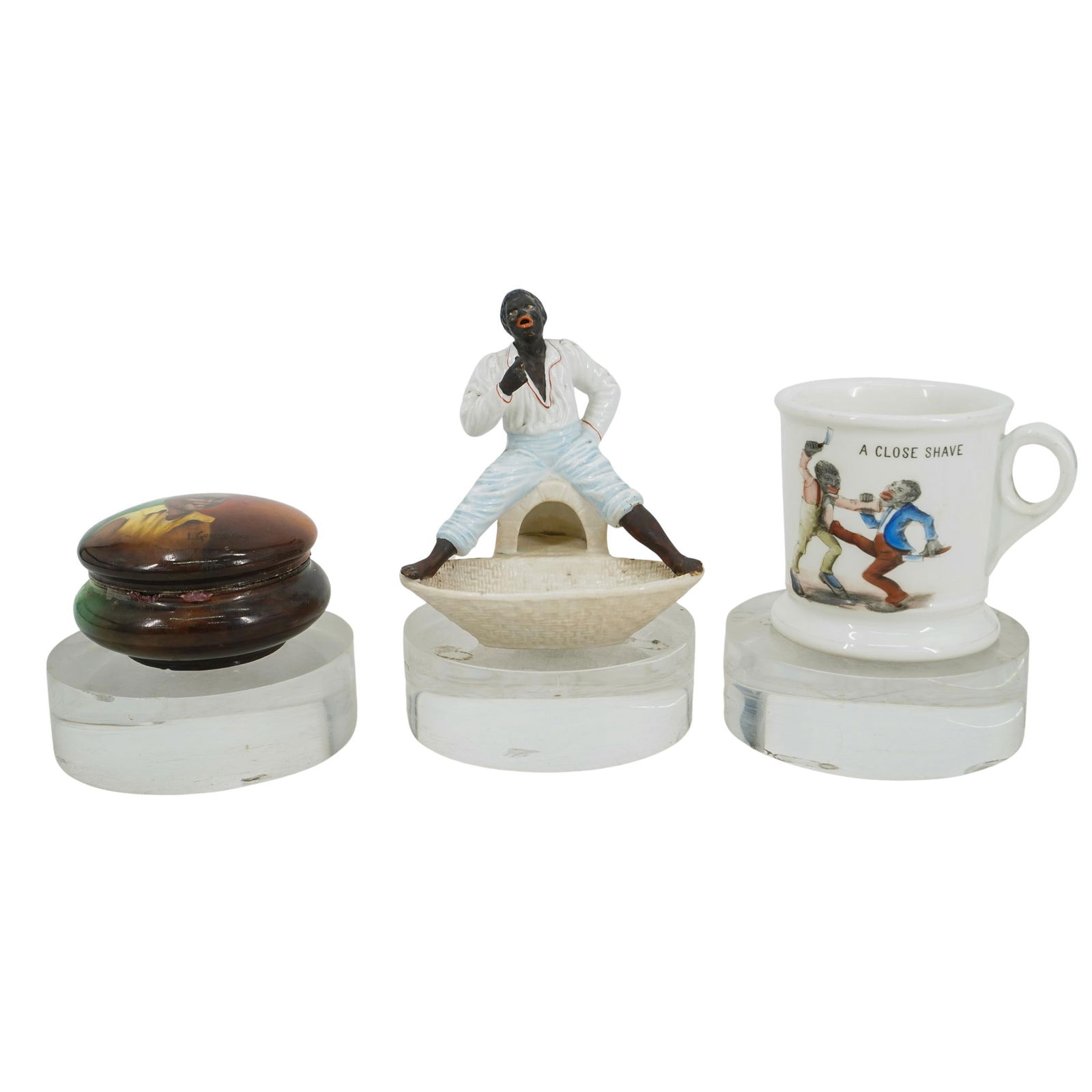 (3 Pc) Black Americana Porcelain Grouping (1 of 7)