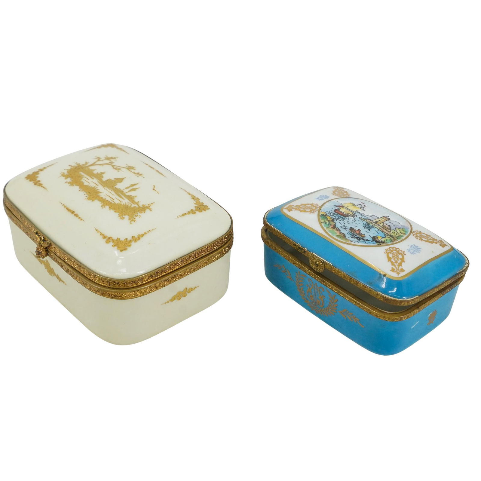 (2 Pc) Antique French Porcelain Boxes (1 of 11)
