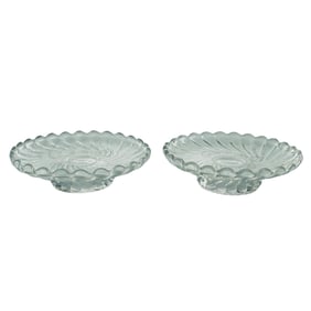 (2 Pc) Vintage Crystal Clear Footed Bon Bon Candy Dishes