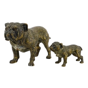 Antique Victorian English Bronze Bulldog Miniature Sculptures
