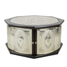 Judaica Silver Plate & Wood Hazorfim 3-Tier Pesach Seder Plate