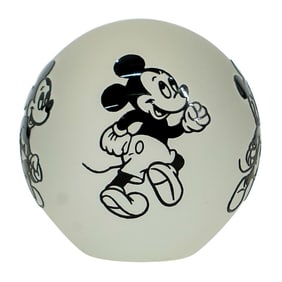 Walt Disney 'Mickey Mouse' Acid Etched Art Glass Paperweight