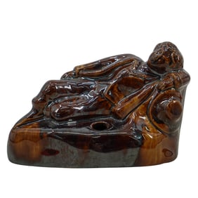 Victorian Glazed Porcelain Figural Inkwell