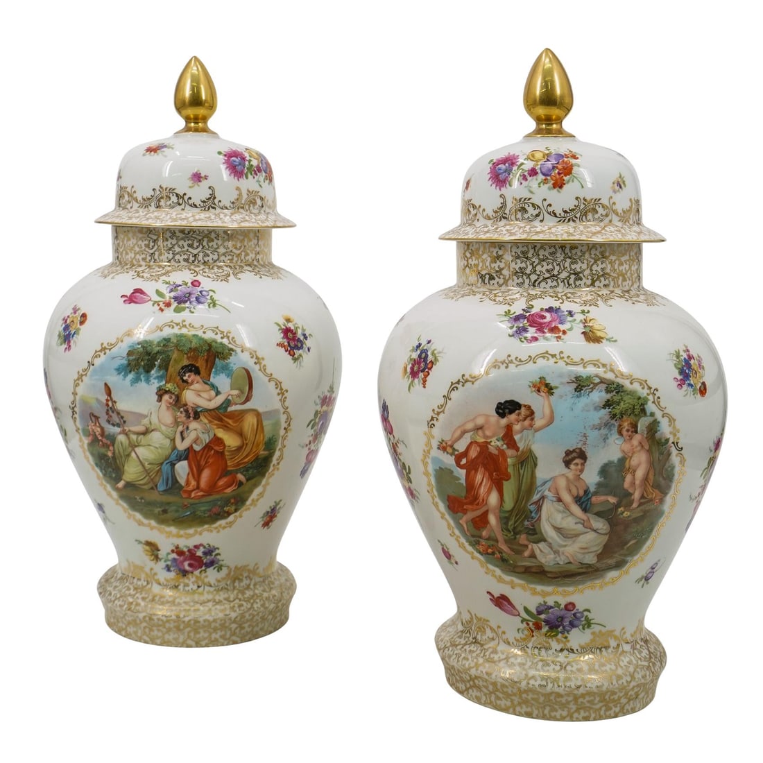 Pair of Antique Czechoslovakian Porcelain Urns (1 of 7)