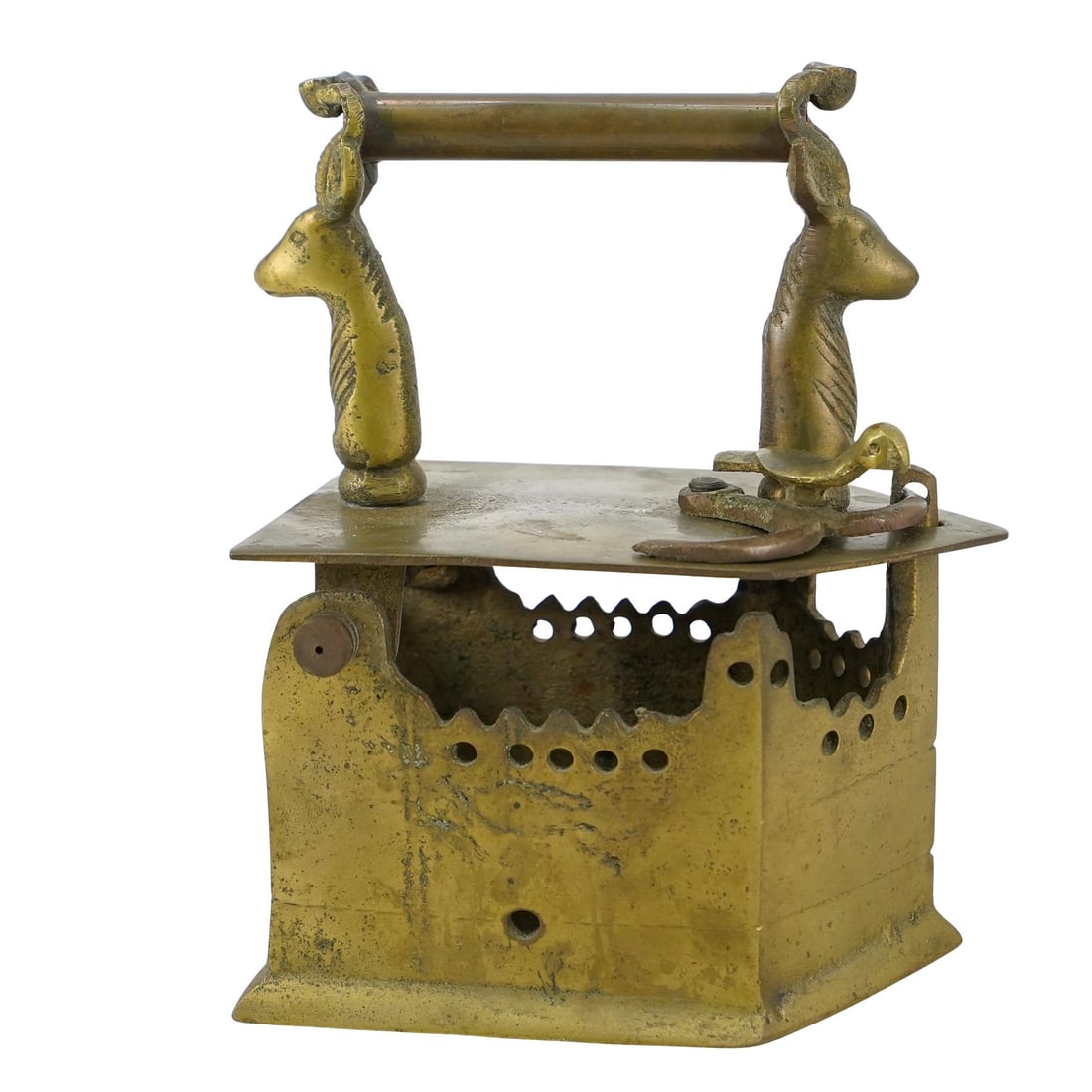 Antique Brass Figural Coal Iron (1 of 8)